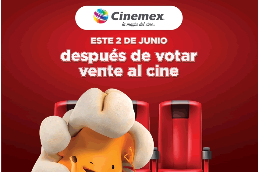 Cinemex promueve el voto ciudadano con una promoción única del 2 al 4 de junio